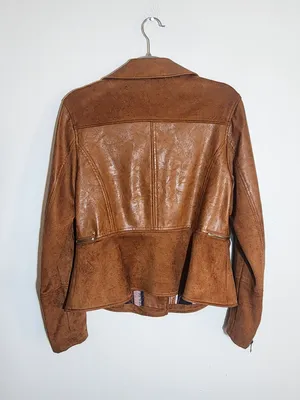 By Anthropologie Brown Robyn Faux Leather Moto Jacket Size Medium thumbnail 5