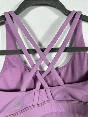 Lululemon Energy Bra Purple Fog Size 2 Strappy Medium Support Sports Bra Yoga‎ thumbnail 8