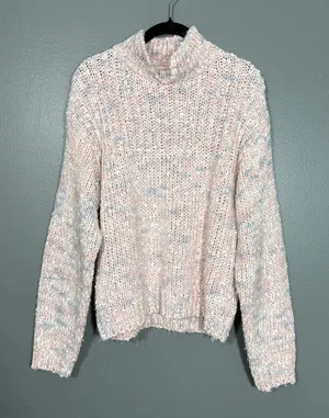 Nuovo Industriale Pink Chunky Knit Vintage Sweater - Size Medium - 1980's Pastel thumbnail 1