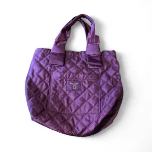 Marc Jacobs Quilted Tote Bag Purple Nylon Shoulder Bag Large‎ Carryall thumbnail 2