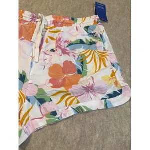 Hurley Brand Tropical Floral Hibiscus Drawstring Shorts White Multi XL NWT thumbnail 2