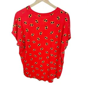 Disney Parks Authentic Womens Sz L Red Incredibles Print Short‎ Sleeved Shirt thumbnail 5