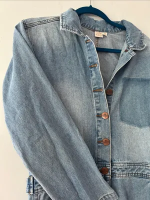 Billabong x Wrangler|Light Wash Distressed Denim Jumpsuit sz M thumbnail 5