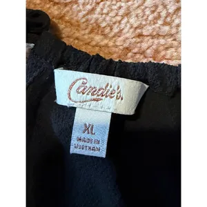 Candie’s Black Halter Wide Leg Jumpsuit XL NWT Tie Waist Culotte Cropped Romper thumbnail 2