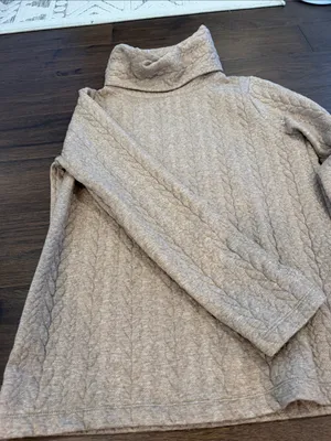 J. Crew Beige Quilted Turtleneck Sweater Size Small - C68-061 thumbnail 4
