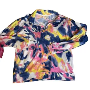 Bobbie Brooks Tie Dye Quarter Zip Pullover Sweatshirt Pink Yellow Blue‎ S thumbnail 1