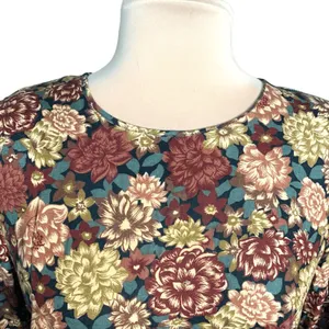 Vintage Brown Floral Midi Dress Long Sleeve Rayon Boho 90s‎ Grunge Size 10 Boho thumbnail 10