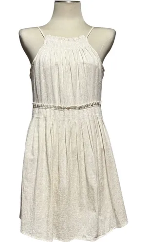 Altar'd State Sleeveless Ruffle Tie Neck Dress Tan Beige Cream Medium thumbnail 1