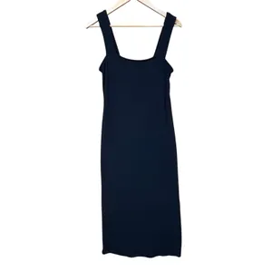 Old Navy Women’s Black Cotton Ribbed Fitted Minimalist Midi‎ Dress Large thumbnail 2