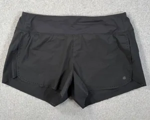 Athleta Laser Run Shorts Women's Large Black Zipper Pocket Lined Running Active thumbnail 1