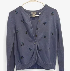 Classic Elements Embroidered Cardigan Petite S Blue thumbnail 1