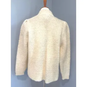 VTG Scandinavian Tundra Wool Knit Cardigan White Sweater Soft Neutral Size M. thumbnail 2