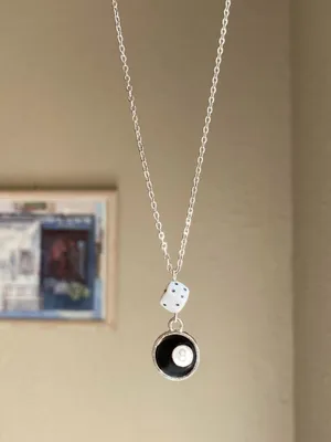 Handmade 8 ball & dice grunge funky unisex necklace🎲8️⃣🖤 thumbnail 3