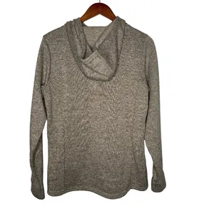 Columbia Women's Fleece‎ 1/4 button hooded Sweater pullover tan Sz L thumbnail 3