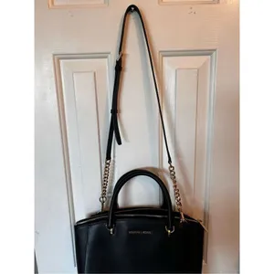Michael Kors Ellis Satchel Leather Black Crossbody Belt thumbnail 3