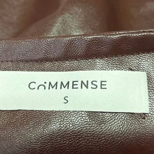 Commense Brown Faux Vegan Leather Mini Zipper Straight Pencil Skirt Size S thumbnail 4