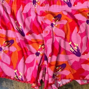 Peyton & Parker Womens Pink Floral Ribbed Pajama Set Tank Top and Shorts Small thumbnail 3