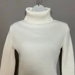 French Connection Turtleneck Sweater Ribbed Knit Women‎ XS Cream White Simple thumbnail 3