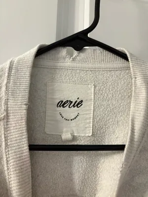 aerie Oversized Crewneck Sweatshirt - Light Gray thumbnail 3
