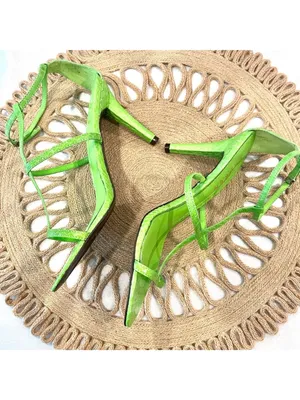 NWOT Lauren Ralph Lauren Green Leather Aida Open Toe Strappy Heels Size 7.5 thumbnail 7