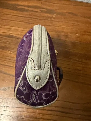 coach Purple Jacquard Cosmetic Case with Metallic Accents Coach charm added thumbnail 7