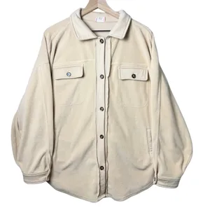 BiBi Fleece Buttoned Down Oversized Shirt Jacket Tan Fall Winter Women’s Size XL thumbnail 1