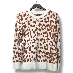Daily Ritual Womens Medium Leopard Print Crewneck‎ Pullover Sweater Knit Top thumbnail 2