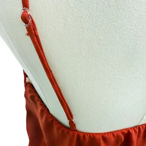 Everly Rust Burnt Orange Romper Adj Straps Flutter Tiered Legs thumbnail 3
