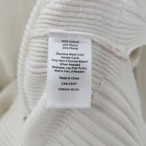 T by Talbots Womens Sweater Large Ivory Drawstring Cowlneck Waffle Knit Pullover thumbnail 9