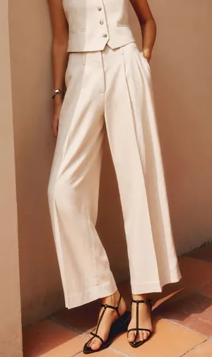 Commense Solid Suit Straight Leg Pants size medium Tan thumbnail 1