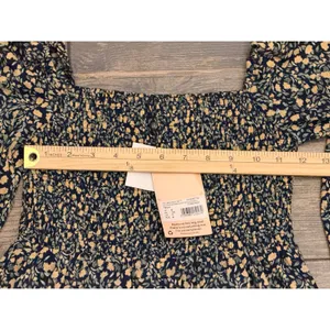 Missguided‎ Milkmaid Shirred Bust Mini Floral Dress Yellow Navy SZ 2 Cottagecore thumbnail 9