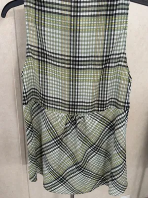 entro Green Plaid Sleeveless Button-Front Blouse thumbnail 4