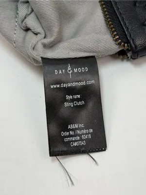 Day & Mood Sting Clutch Wristlet Black Leather Woven Zip Pouch Bag thumbnail 5