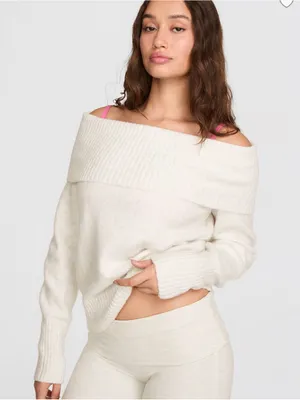 NWT PINK Victoria's Secret Comfy Girl Off The Shoulder Sweater thumbnail 1