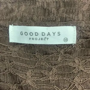 Good Days Project Women's XS Brown Lace Ruffle Tie Front‎ Top Sheer Long Sleeves thumbnail 5