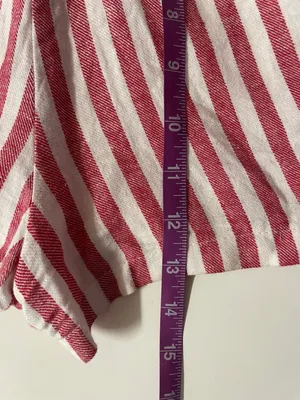 Heart & Hips Linen-Cotton Blend Red Cream Striped High Waist Shorts Size S thumbnail 8