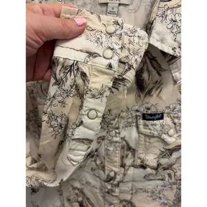 Wrangler Women Retro Western Pearl Snap Shirt Horse Print Cream Size Small S thumbnail 3