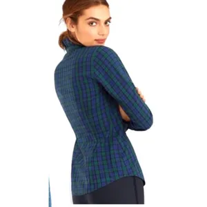 BROOKS BROTHERS Women's 8 Tartan Navy Plaid Long Sleeve Button Top Ruffle Neck thumbnail 15