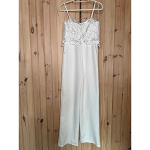 NWT Lulus Exquisite Posture White Floral Embroidered Tiered Jumpsuit Wedding M thumbnail 6