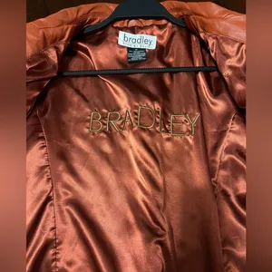 Bradley Bayou 100% Leather Jacket Womens Burnt Orange Quilted Full Zip Pockets thumbnail 2