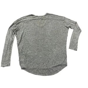 Lulu’s Basic Heathered Gray relaxed fit Knit Blouse Long Sleeve V‎ Neck Hi Lo sz thumbnail 2