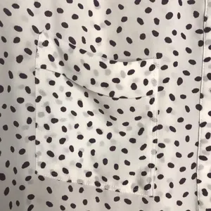 Loft Blouse Quarter Button Pockets White with Brown Polka Dots Size M thumbnail 6