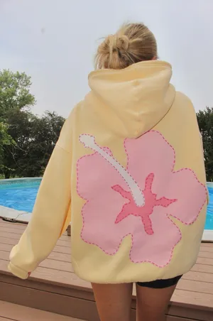 hibiscus patchwork hoodie Yellow Size s thumbnail 1