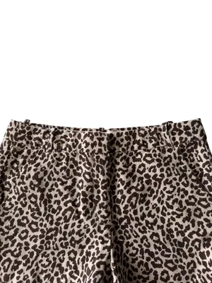 J. Crew women's 6 brown and beige leopard print linen shorts zip fly and hook thumbnail 3