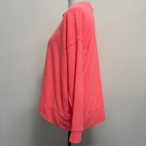 Aerie Sweatshirt Small Neon Coral Oversized Textured Terry Pullover Beach thumbnail 3