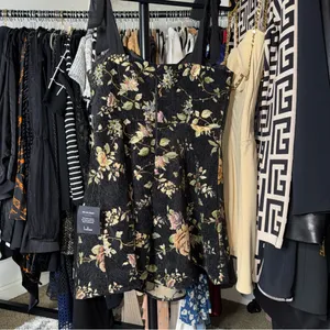 Lulus Exceptional Black Floral Tie Strap Tapestry Mini Dress Women Large New NWT thumbnail 11