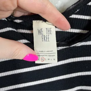 Free People We The Free‎ Black White Striped Stargazer Ribbed Top thumbnail 3