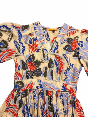 Oliphant Design V-Neck Puff Sleeve Mini Dress Chennai Cobalt Size XS thumbnail 5