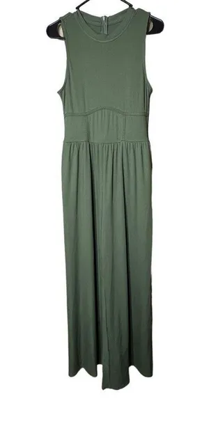 Cider‎ Solid Green Sleeveless Wide Leg Jumpsuit thumbnail 1