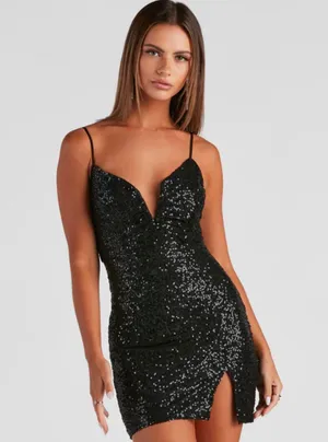 Windsor Black Sequins Mini Dress thumbnail 1